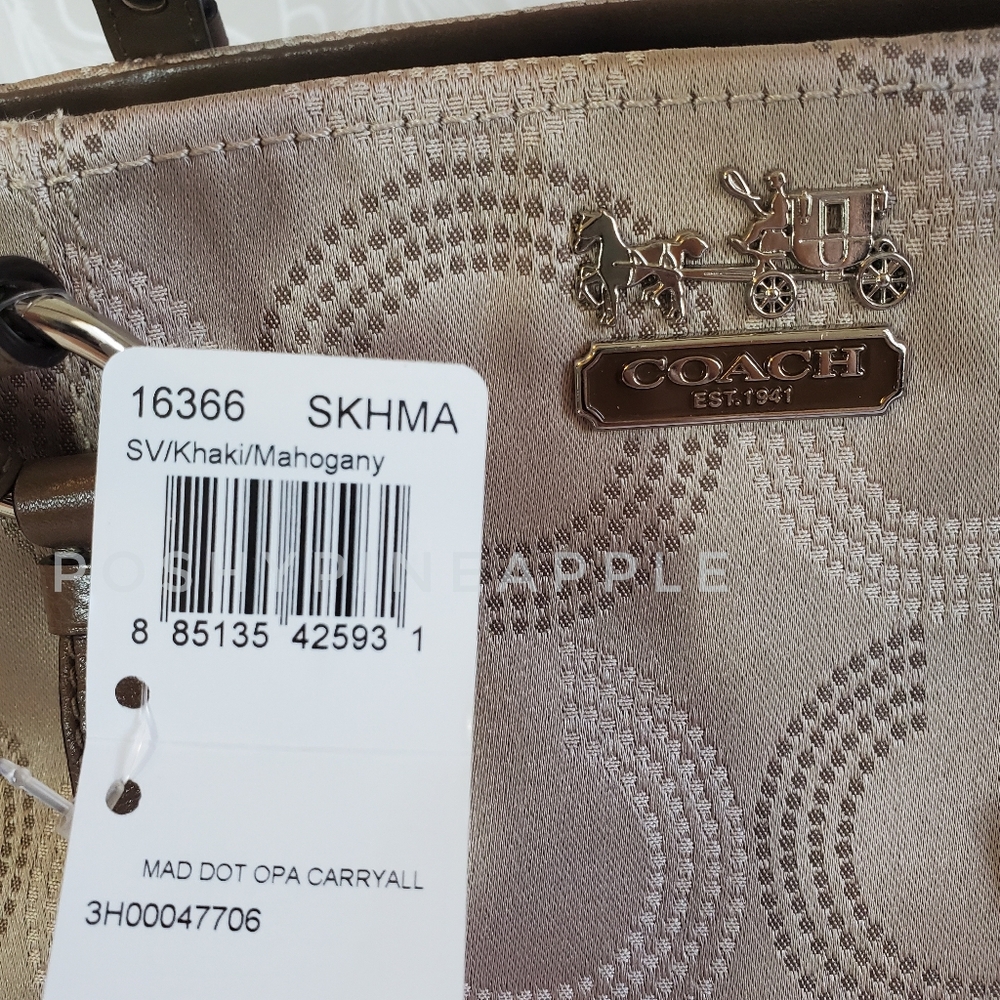 NEW Coach Madison Carryall Crossbody Bag In Khaki Mahogany Brown - Picture 11 of 13